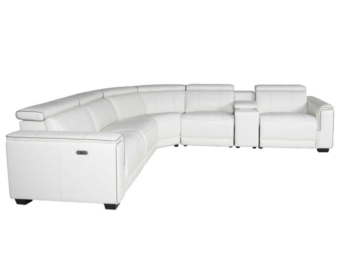 Lorenzo 6-Piece Dual-Power Reclining Modular Leather Sectional, White or Black