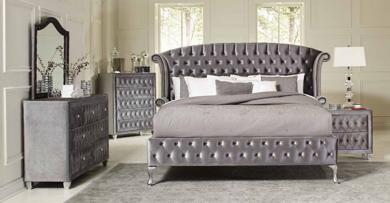 Diamond Palace Gray or Black Bedroom Set Queen, King