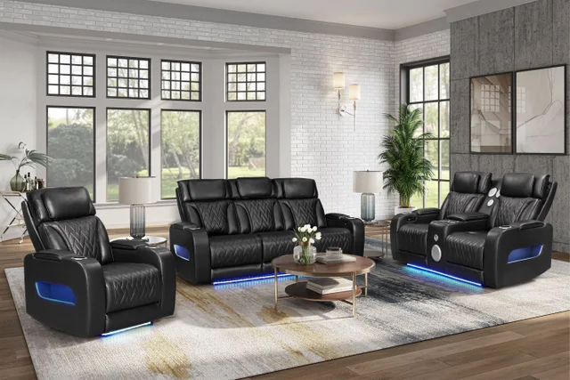 DUBAI 3PC Black Power Reclining Set (ETA 3/29)