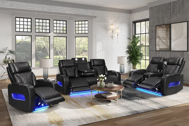 DUBAI 3PC Black Power Reclining Set (ETA 3/29)